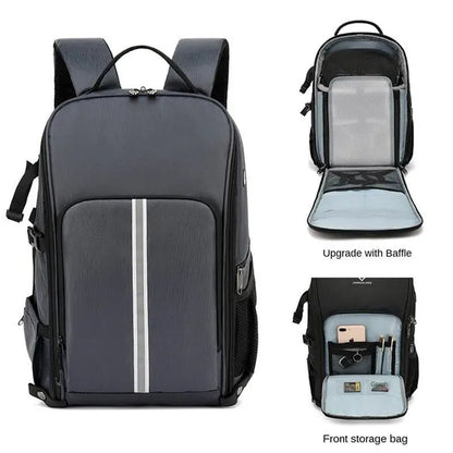 SLR Digital Camera Bag Drone Backpack Multifunctional outdoor waterproof camera bag Foldable carrying tripod suitable for Canon Nikon Fuji SONY/DJI Drones can carry a 17.3-inch laptop as well as come with USB port