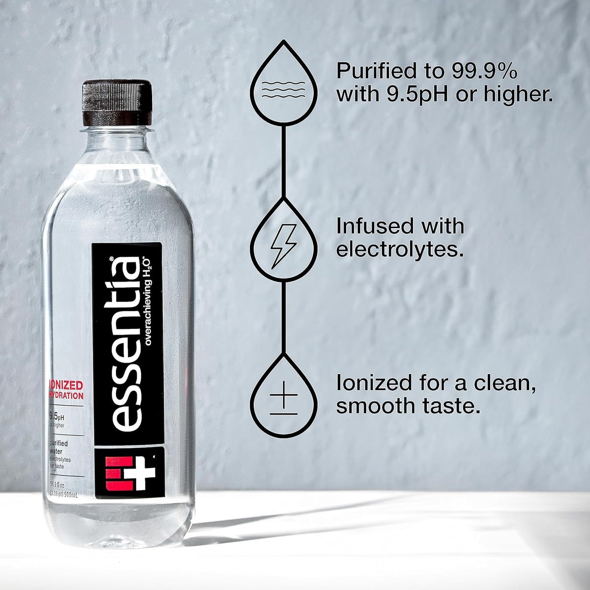 ; Ionized Alkaline Bottled Water; 99.9% Pure; 9.5 Ph or Higher; Consistent Quality in Every BPA and Phthalate-Free Bottle; 12 Fl Oz (Pack of 12)