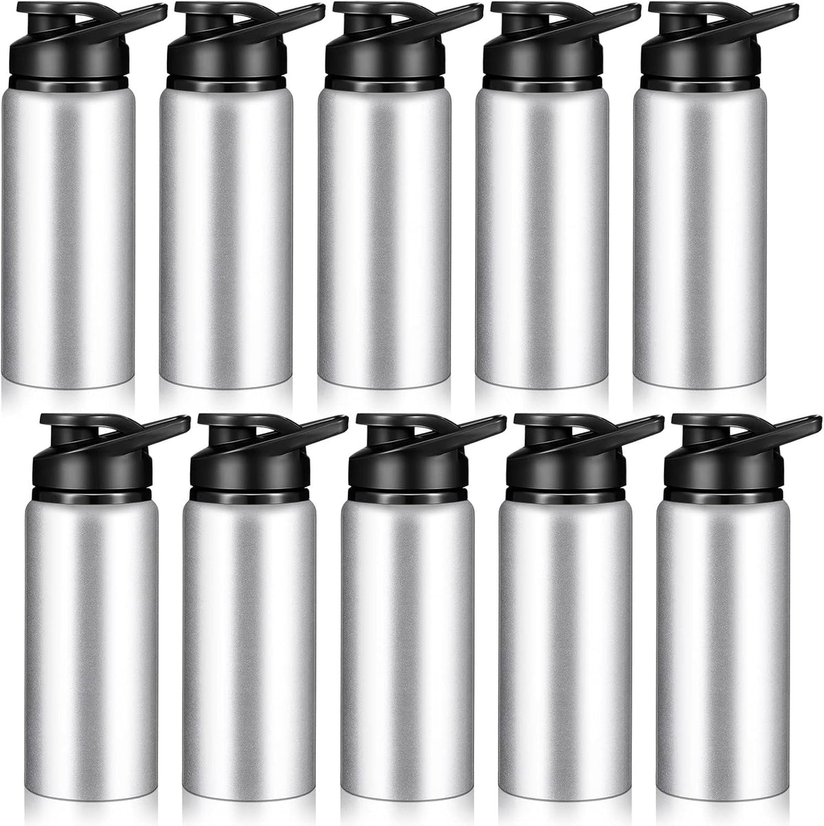 Water Bottle Bulk 20 Oz Aluminum Reusable Bottles Lightweight Snap Lid Water Cups Easy Carry Leak Proof Travel Tumbler for Gym Sports Camping Hiking Fishing