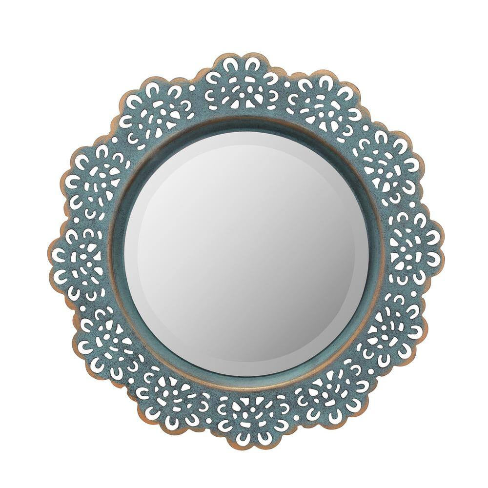 Small round Blue Casual Mirror (12.5 In. H X 12.5 In. W)