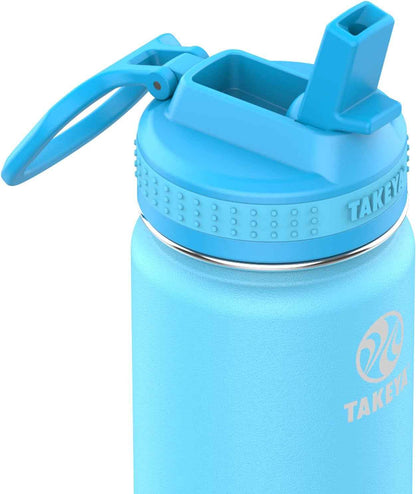 Actives Kids 14 Oz Vacuum Insulated Stainless Steel Water Bottle with Straw Lid, Atlantic Blue