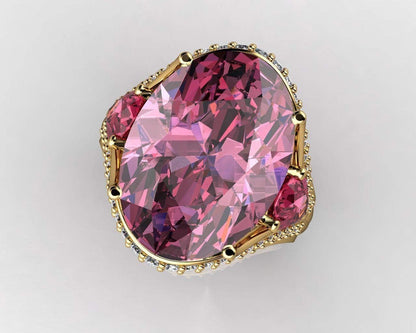 Vintage 925 Sterling Silver Ruby Ring Cocktail Rings Oval Cut Red Gem Cubic Zirconia Anniversary Promise Ring CZ 3-Stone Eternity Engagement Wedding Band Ring for Women