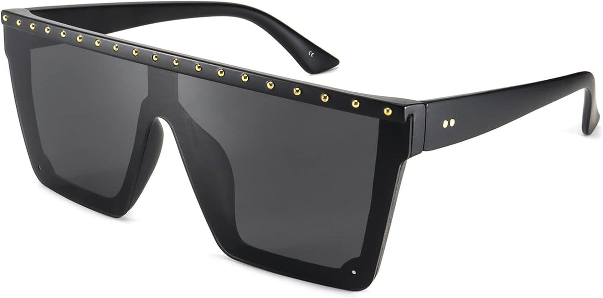 Square Oversized Sunglasses for Women Men Fashion Flat Top Big Black Frame Shades