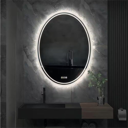 24 In. W X 32 In. H Large Oval Frameless Anti-Fog Backlit 3500-6500K Dimmable LED Wall Bathroom Vanity Mirror Hotel Spa