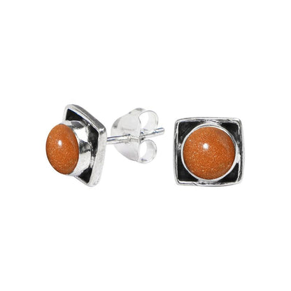 Labradorite Stone Stud Earring, 925 Sterling Silver Stud Earrings for Women Girls, Natural Gemstone Stud Earring, Round Stone Stud Earrings, Gift Jewelry for her