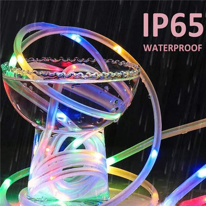 7/12/22/32Meters Solar Powered LED Rope Strip Lights Tube String Lights Garland Fairy Lighting Strings for Outdoor Indoor Garden Christmas Decor