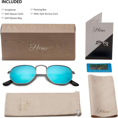 Hipster Hexagonal Polarized Sunglasses Men Women Geometric Square Small Vintage Metal Frame Retro Shade Glasses