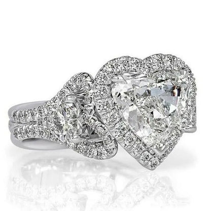 Elegant Beautiful Woman Fashion Exquisite 925 Sterling Silver Natural White Sapphire Gemstone Diamond Love Heart Ring Noble Princess Proposal Engagement Wedding Jewelry Anniversary Gift Birthday Party Accessories Christmas Gift Size US4-12 Bague Femme
