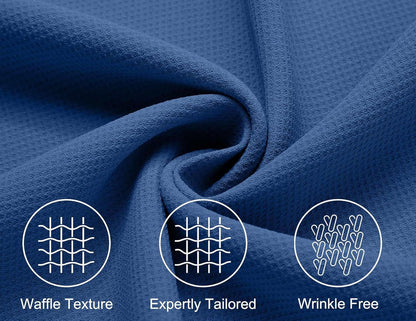 Mens Short Sleeve Button down Shirts Waffle Shirt Casual Beach Summer Shirts Wrinkle Free Vacation Shirts