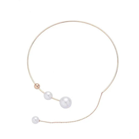 1Pcs Pearl Choker Necklace Elegant Big White Imitation Pearl Choker Necklace Clavicle Chain Fashion Necklace For Women Wedding Jewelry Collar