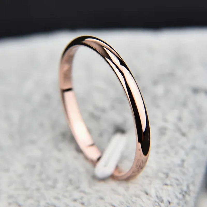 2mm Super Thin Dainty Tiny Ring Black/Silver/Gold/Rose Gold Rings Unisex Wedding Band Size 3-10