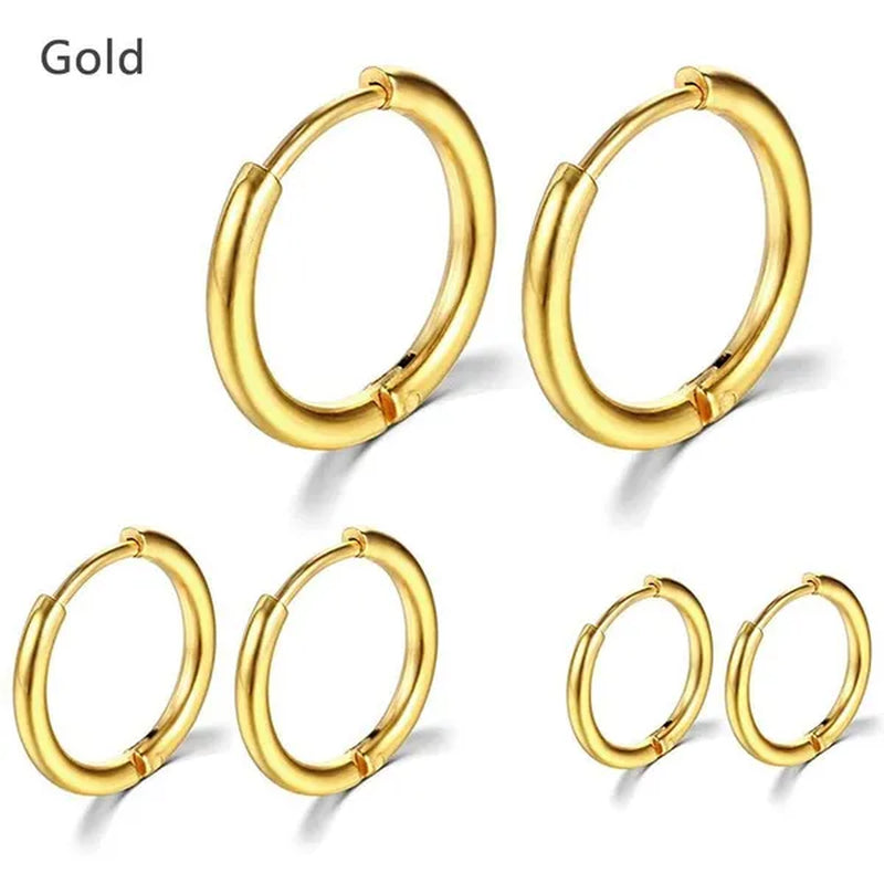 8Mm to 25Mm Unisex Stainless Steel Hoop Earring，Stainless Steel Ear Hoops Punk Style Ear Cartilage Hoop Earrings for Men and Women