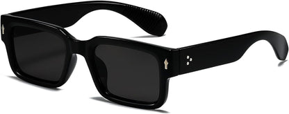 Square Frame Sunglasses for Women Men Trendy Chunky Rectangle Sun Glasses Black Shades UV400 Protection