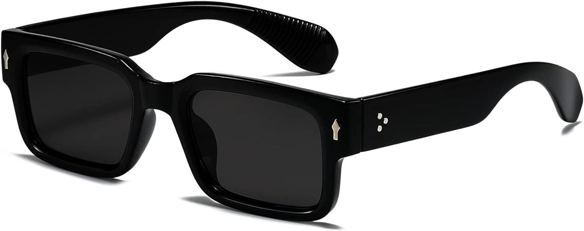 Square Frame Sunglasses for Women Men Trendy Chunky Rectangle Sun Glasses Black Shades UV400 Protection