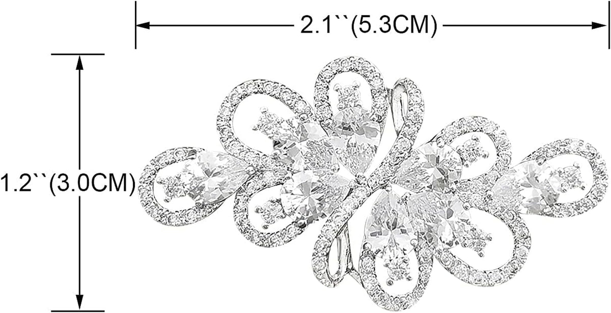 Cubic Zirconia Crystal Rhinestone Wedding Brooch Pin for Women Brides Jewelry