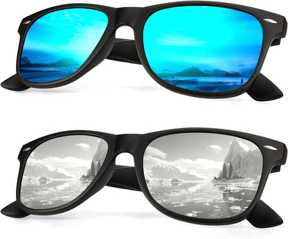 Sunglasses Men and Womens, Polarized Sunglasses for men with UV Blocking Semi-Rimless Frame for Driving & Hiking
