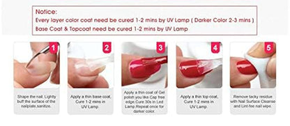 2X15ml Rubber Base,No Wipe Top Coat Gel Nail Polish