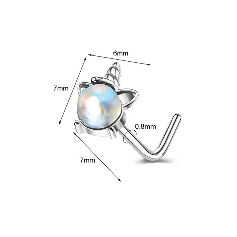 5/6Pcs 20G Nose Rings Stud L Shape Nose Rings Cubic Zirconia Butterfly Flower Eye Moon Heart Shape Nose Studs Piercing Jewelry for Women Men