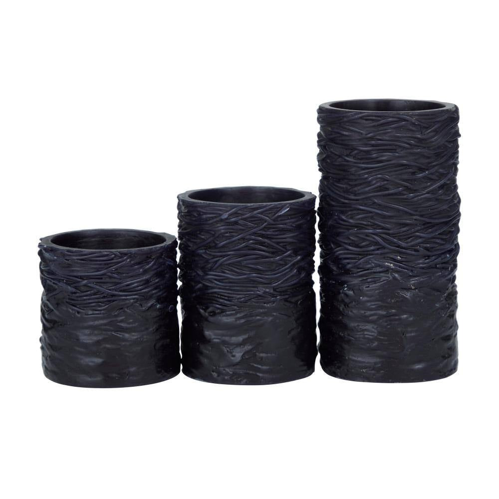 Black Flameless Candle with Remote Control (Set of 3)
