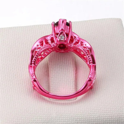 Europe and The United States Micro-inlay Zircon Jewelry Unique Pink Gold Black Nano Horse Eye Stone Prom Ring 2017 New