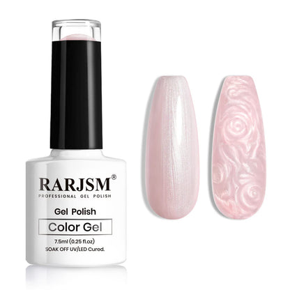 Pearl Gel Nail Polish, Light Pink Glitter Drawing Gel Polish Soak off UV Shimmer Mermaid Nail Gel for Salon Home DIY Manicure Use