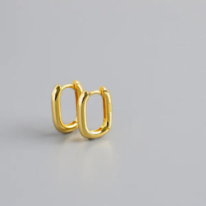 Small Gold Plated Oval Hoop Earrings Hypoallergenic Gold Huggie Earrings for Women, Silver Gold U Shaped Small Hoop Earrings