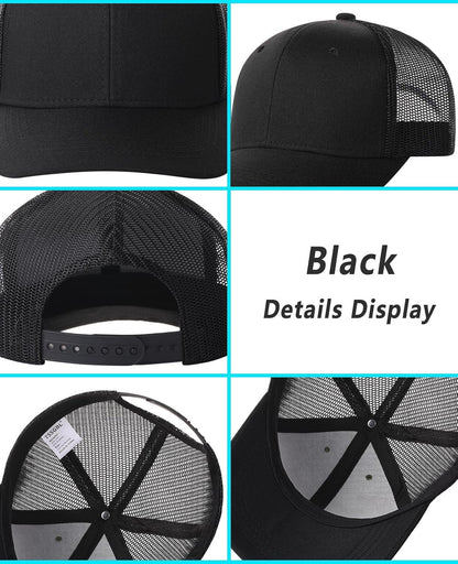 2 Pack Snapback Trucker Baseball Hats Mesh Back Adjustable Blank Ball Caps for Men Women