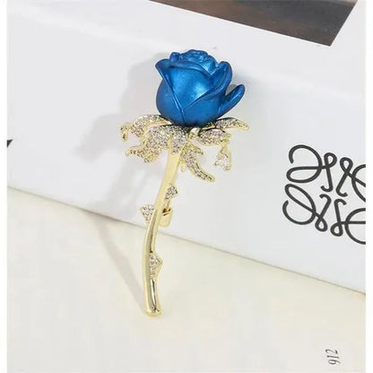 Fashion Diamond Inlaid Rose Brooch Temperament Elegant Flower Tassel Brooch Clothing Accessories Pin Clothing Brooch