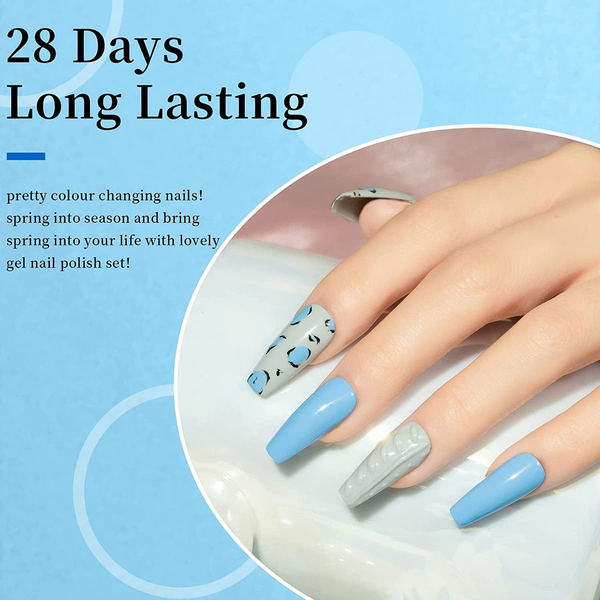 15ML Blue Gel Nail Polish 1Pc Baby Blue Gel Polish Soak Off UV LED Nail Gel Polish Nail Art Starter Manicure Salon DIY at Home, 0.5 OZ