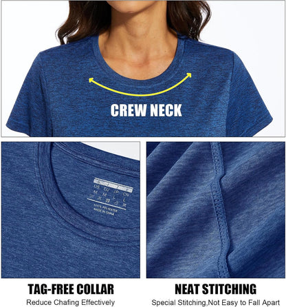 Women'S Short Sleeve Quick Dry T-Shirts Wicking Moisture Workout Athletic Running Shirts