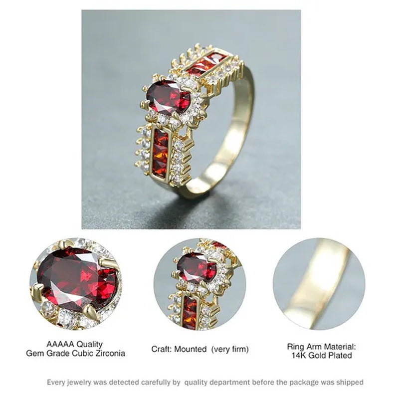 Exquisite Retro 18K Gold Natural Garnet Red Ruby Gemstone Ring Anniversary Gift Romantic Bride Engagement Wedding Party Bands Fine Jewelry