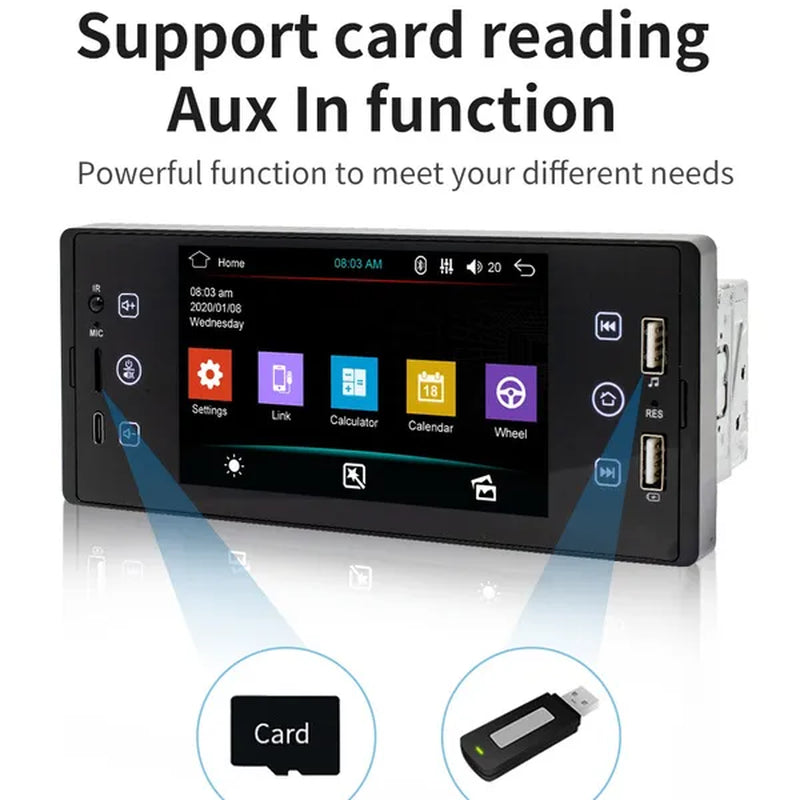 ESSGOO 1Din 5 Inch IPS HD Touch Screen Car MP5 Player Bluetooth 2USB FM Radio Car Stereo Support Mirrorlink and Rear View Camera