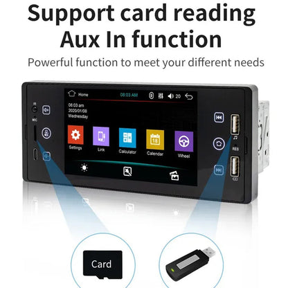 ESSGOO 1Din 5 Inch IPS HD Touch Screen Car MP5 Player Bluetooth 2USB FM Radio Car Stereo Support Mirrorlink and Rear View Camera