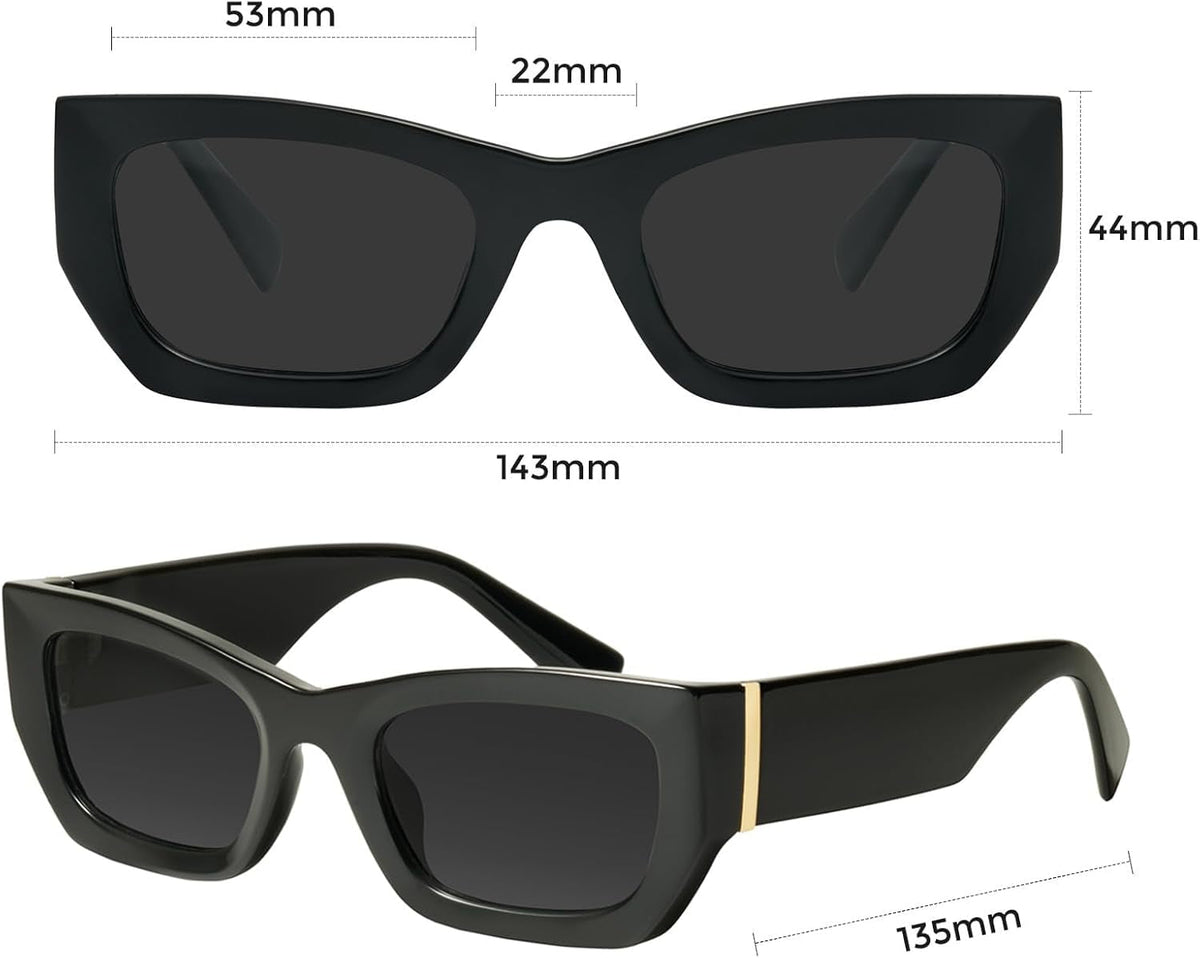 Retro Cat Eye Rectangle Polarized Sunglasses for Women Chunky Style MS52370