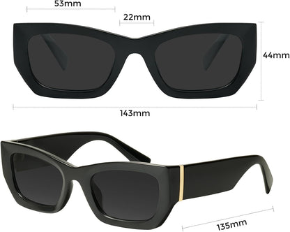 Retro Cat Eye Rectangle Polarized Sunglasses for Women Chunky Style MS52370