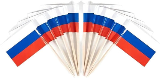 CYPS 100 Pcs Russia Flag Toothpicks, Mini Stick Cupcake Toppers, Country Picks for Parties & Celebrations
