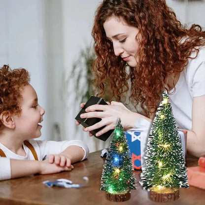 Christmas Green Cedar LED Lights Pine Needle Tree Christmas Decorations Desktop Ornament Gift Mini Christmas Tree Decorations