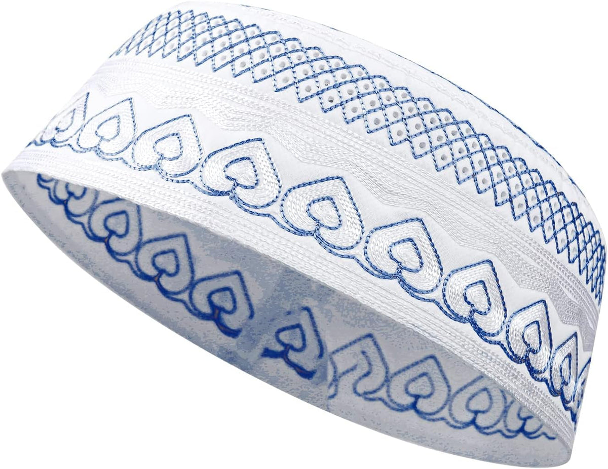 Muslim Prayer Kufi Hat for Men Boys Islamic Beanie Skull Cap Prayer Headwear Embroidery Kofia Topi Sun Hat Ramadan Eid Gift