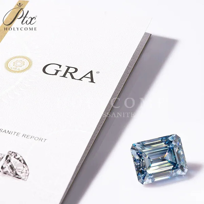 HOLYCOME Best Loose Gemstones Moissanite Diamond Excellent Crushed Ice Cushion Asscher Cut Dark Vivid Blue Color Stone for Jewelry Diamond Ring