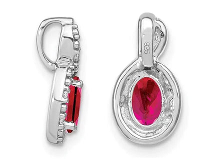 3/5 Carat (ctw) Natural Ruby Drop Pendant Necklace in 14K White Gold with Diamonds and Chain