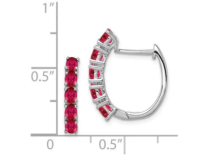 2.25 Carat (ctw) Ruby Hoop Earrings in Sterling Silver
