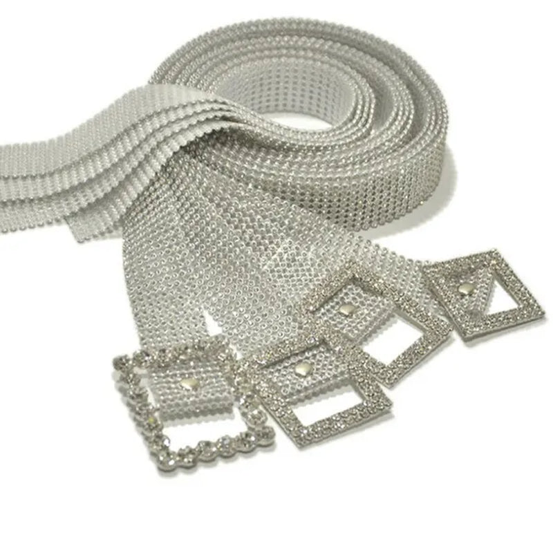 Brilliant Women's Belt Waist Chain Full Diamond Rhinestone Crystal Belt Luxury Large Party Silver Waist Belt