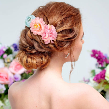 21 Pcs Flower Hair Clip Rose Hair Clips Barrettes for Women Flower Accessories Boho Bride Claw Clip Hairpin Brooch Pin Headpiece for Wedding(Blue, Purple)