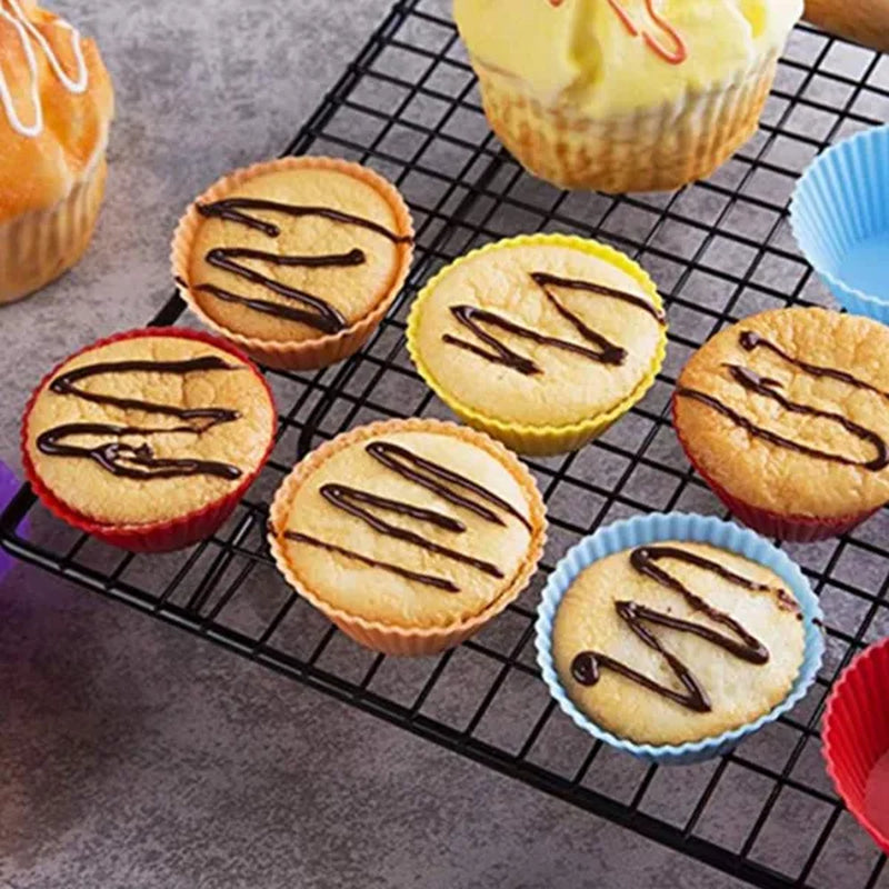 3/6/12/18/24pcs New Silicone Muffin Cake Cups for Kitchen Baking Circular Shape Square Shape Star Rose Pudding Cake Cup Creative Heart Shaped Rice Cake Cup Baking for Cupcakes and Muffin Bakeware Silicone Mold