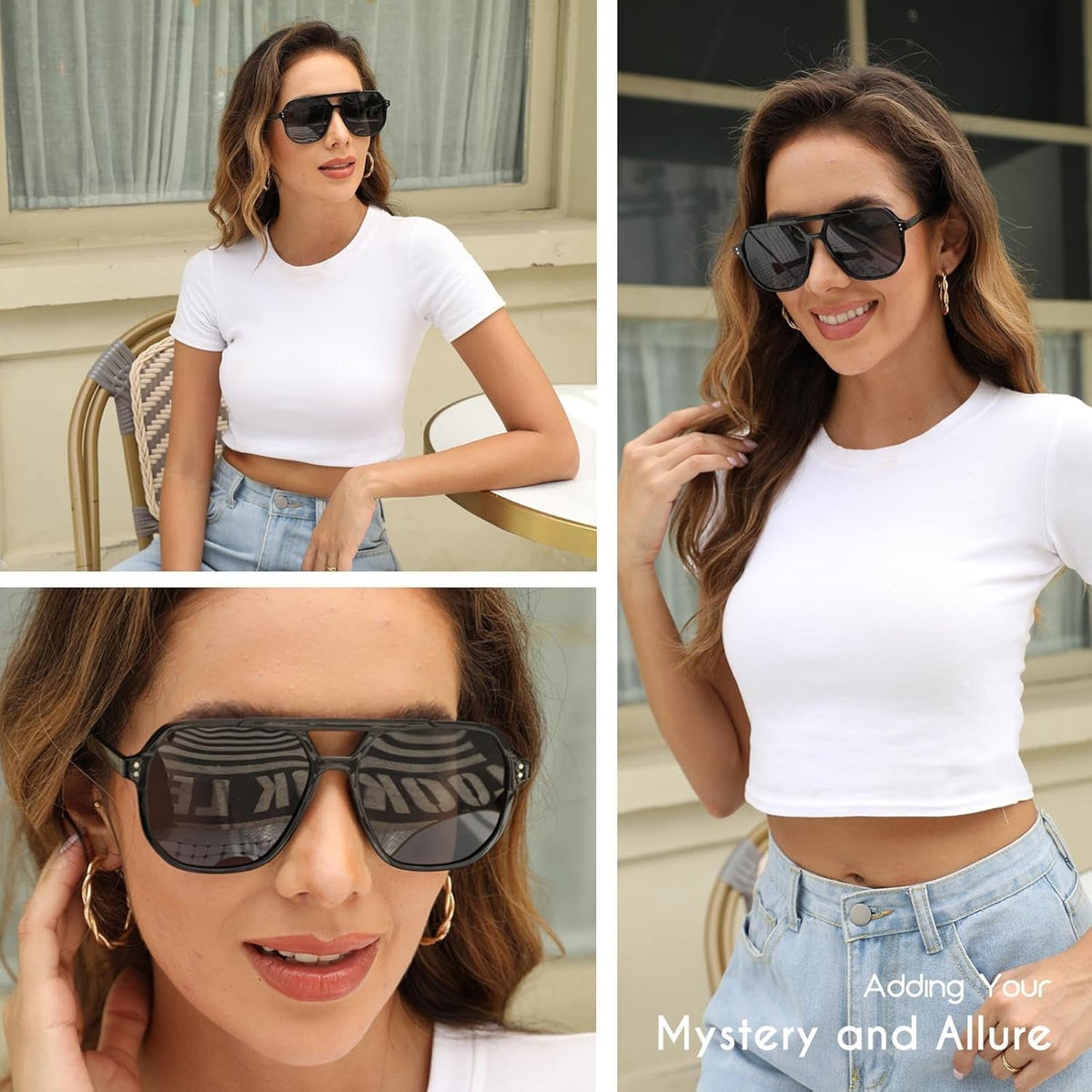 Oversized Aviator Sunglasses for Women and Men with Polarized Lens MS52243