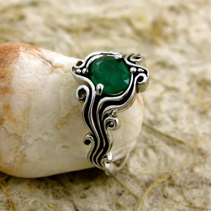 Exquisite Women's 925 Sterling Silver 3.28CT Tsavorite Vine Ring Engagement Ring Anniversary Gift Rings Size 6 7 8 9 10