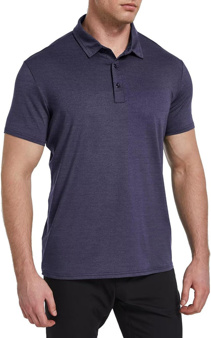 6 Pack Mens Polo Shirts Performance Short Sleeve Golf Shirt Moisture Wicking Athletic Casual Collared T-Shirt