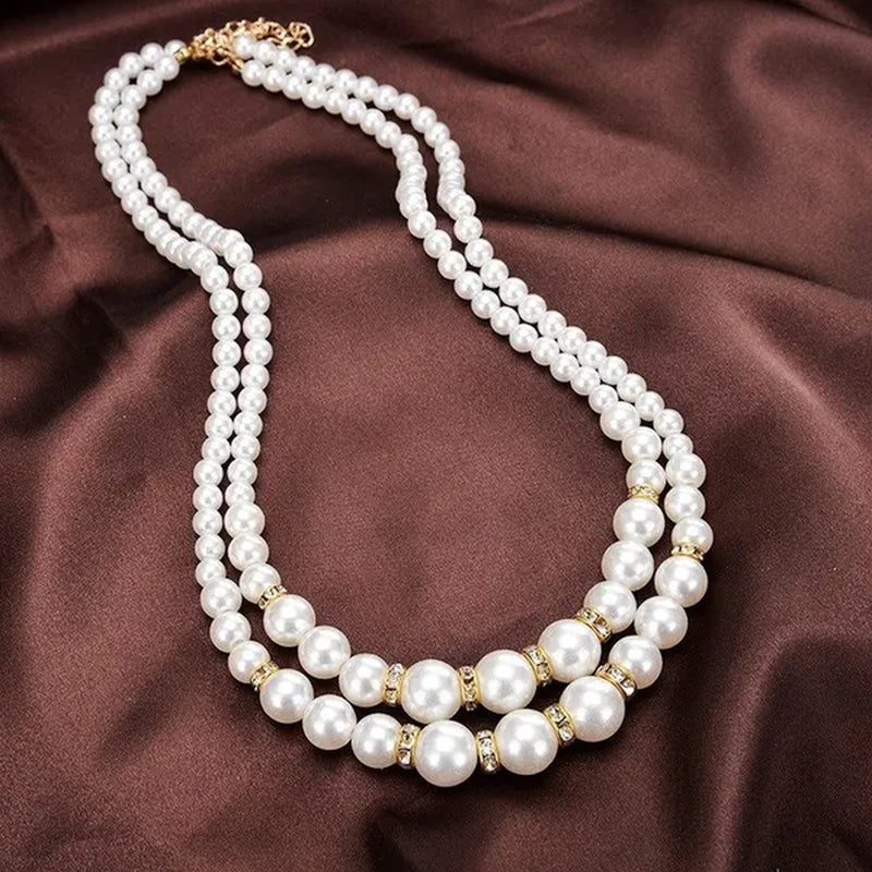 Fashion Double Layer Ladies Pearl Necklace Sister Companion Surprise Gift Ladies Necklace Pendant Temperament Diamond Jewelry Accessories Birthday Luxury Anniversary Gift