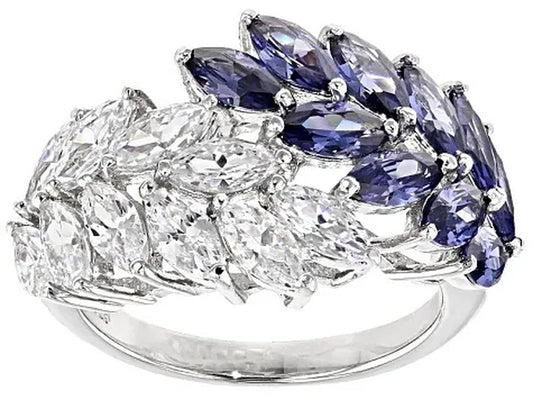 Fancy Sapphire Diamond 925 Sterling Silver Ring Women Wedding Engagement Fine Jewelry