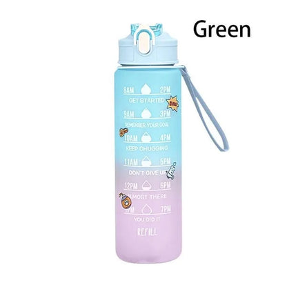 Water Bottle With Time Marker & Straw, 900ML/2000ML Large Capacity Motivational Leakproof Plastic Water Jug For Fitness Gym School Outdoor Travel Work Camping Hiking Hunting Fishing To Ensure You Drink Enough Water Daily